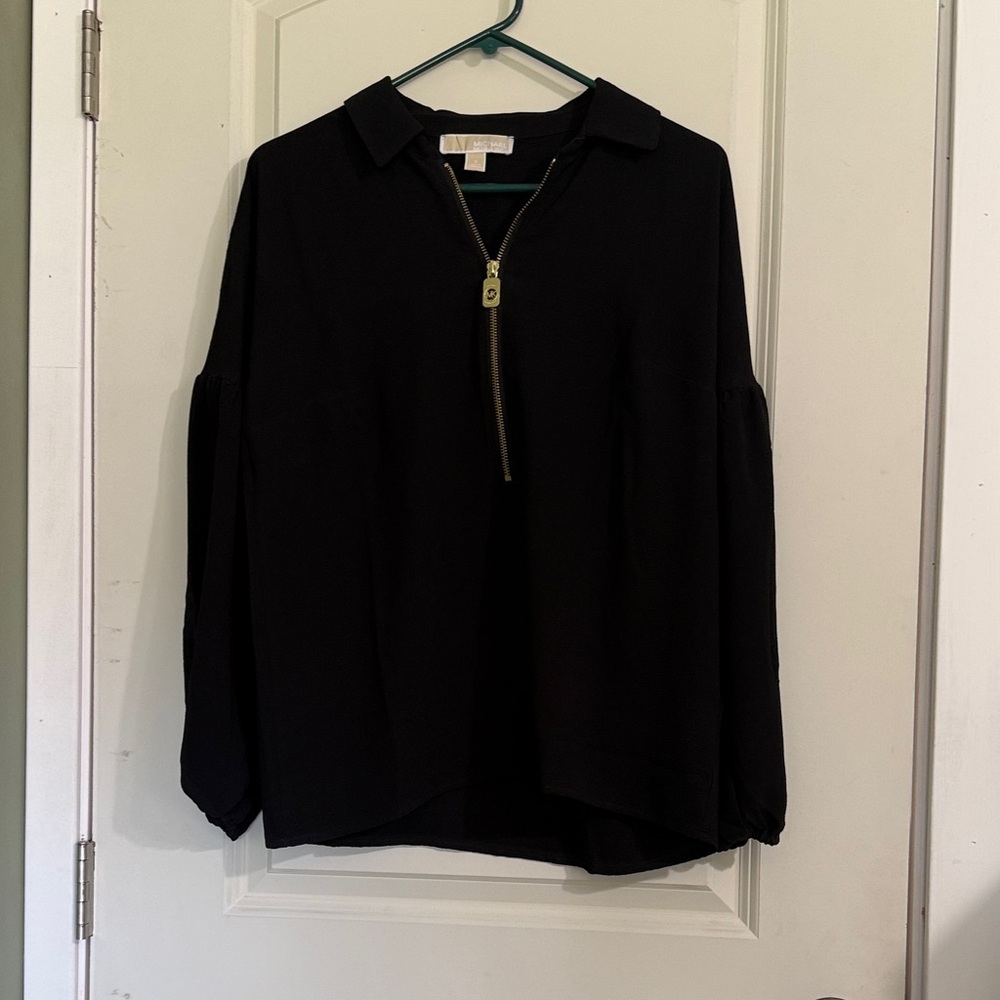 Black Zip-Front Michael Kors Blouse